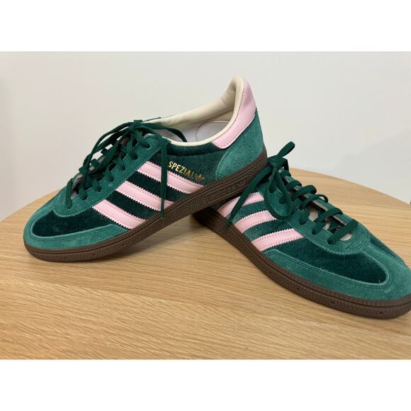 Adidas NWB Size 9.5 Handball Spezial Collegiate Green & Pink Velvet Kelly Dark - Picture 2 of 11